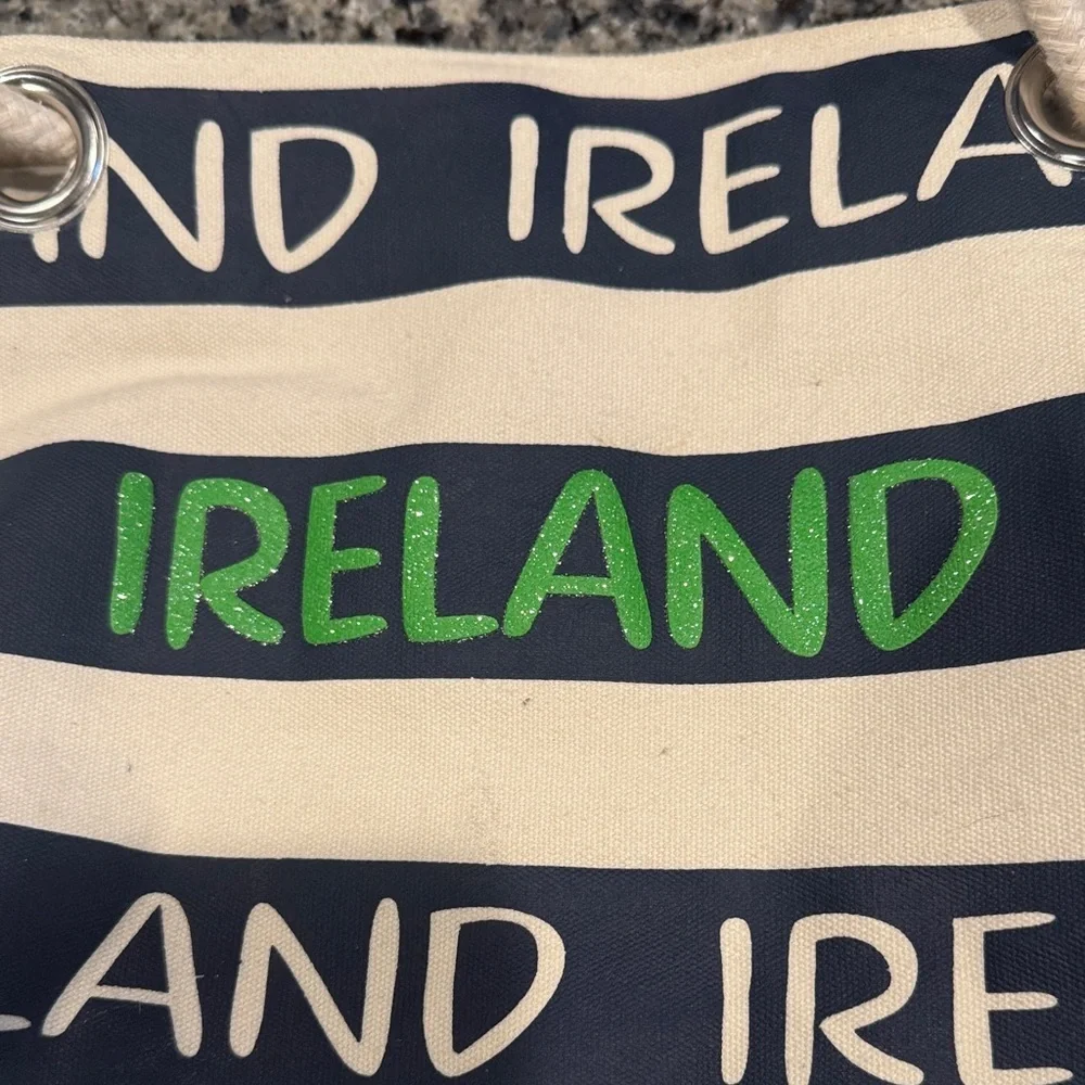 Ireland Canvas Tote Bag - Cream and Navy